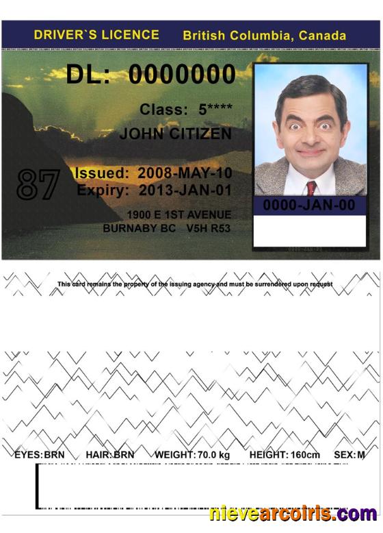 Canada British Columbia driving license